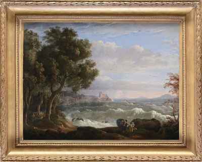 Lodovico Caracciolo (roma 1761 - 1841)paesaggio con Mare in Tempesta