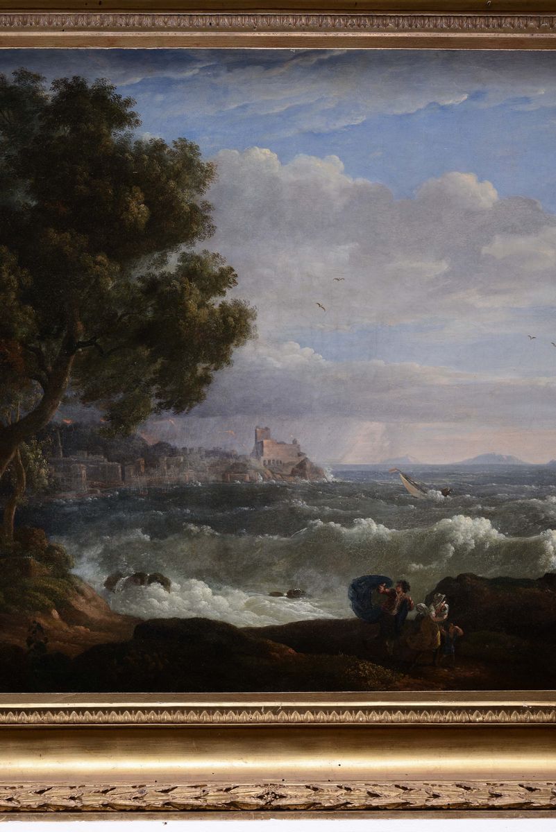 Lodovico Caracciolo (roma 1761 - 1841)paesaggio con Mare in Tempesta