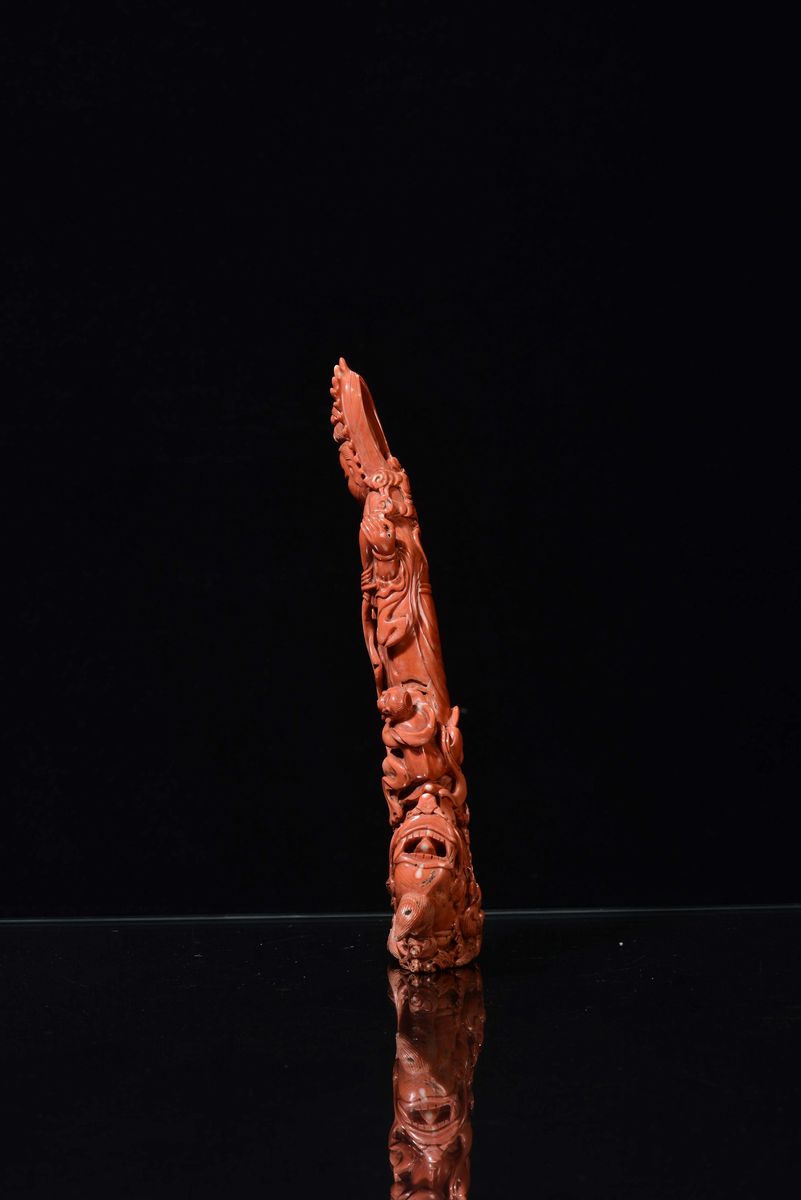 Corallo Rafiigurante Guanyin con Bimbo, Cina, Dinastia Qing, Fine XIX Secolo
