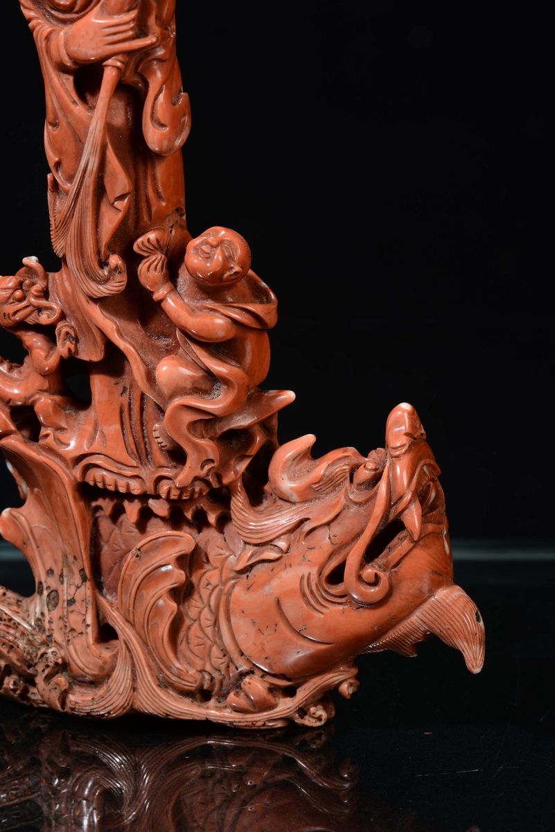 Corallo Rafiigurante Guanyin con Bimbo, Cina, Dinastia Qing, Fine XIX Secolo