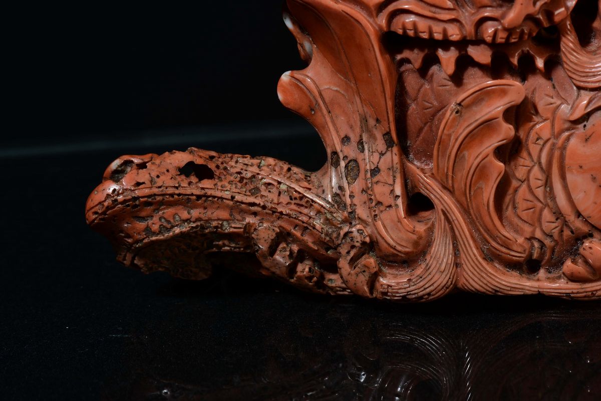 Corallo Rafiigurante Guanyin con Bimbo, Cina, Dinastia Qing, Fine XIX Secolo