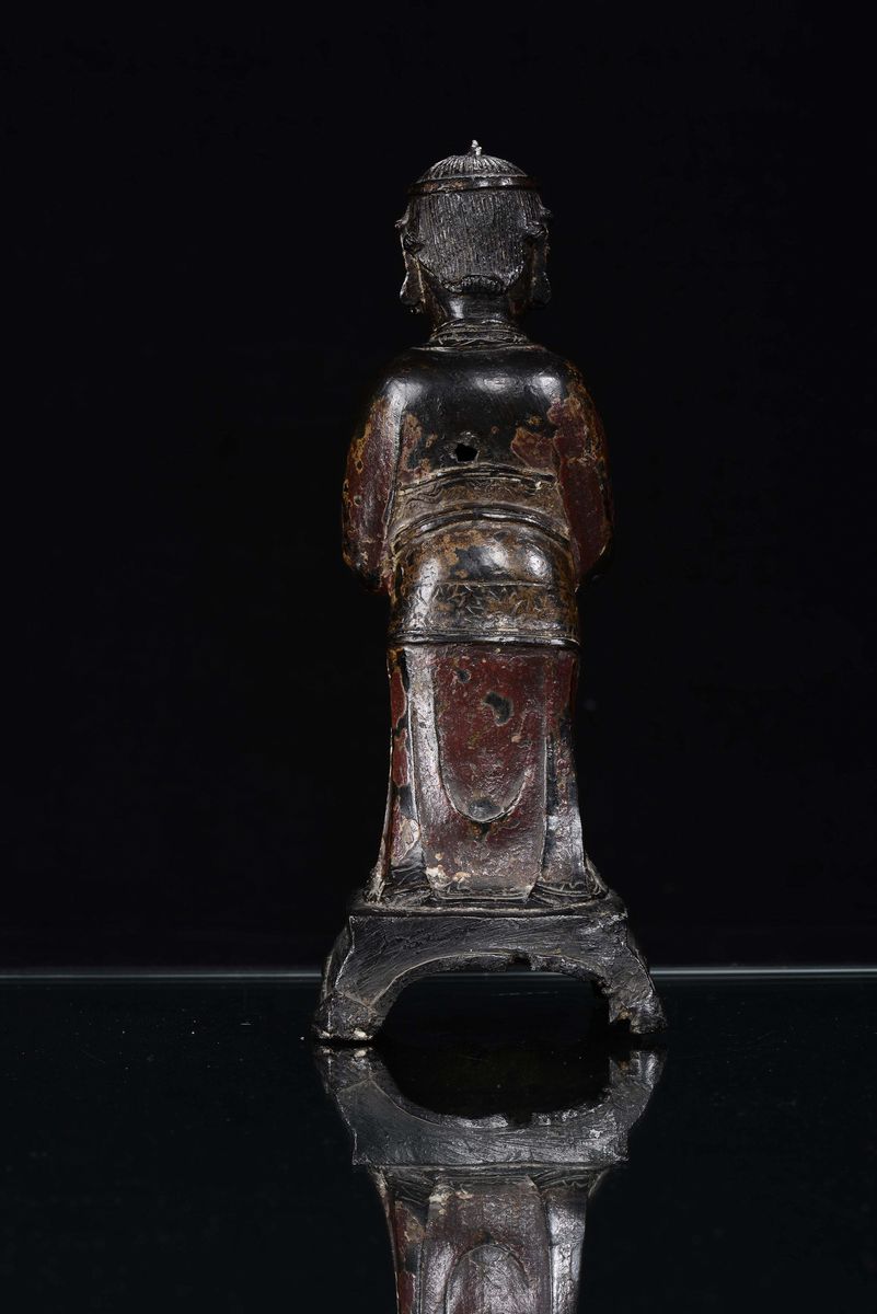 Scultura in Bronzo Raffigurante Dignitario con Animale, Cina, Dinastia Ming, XVII Secolo