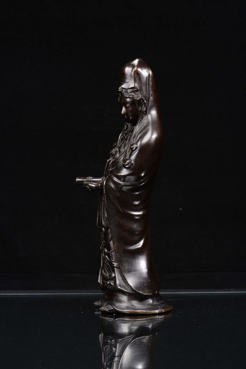 Scultura in Bronzo Raffigurante Guanyin, Cina XX Secolo