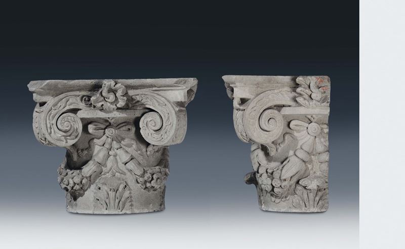 Tuscan art, 15th /16th century Coppia di semicapitelli  - Auction Sculpture and works of art - Cambi Casa d'Aste