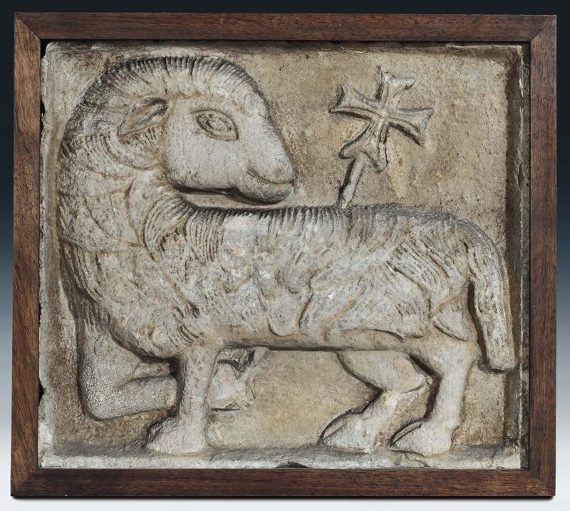 Scultore Italiano del XIII-XIV secolo Agnus Dei  - Asta Scultura e Oggetti d'Arte - Cambi Casa d'Aste