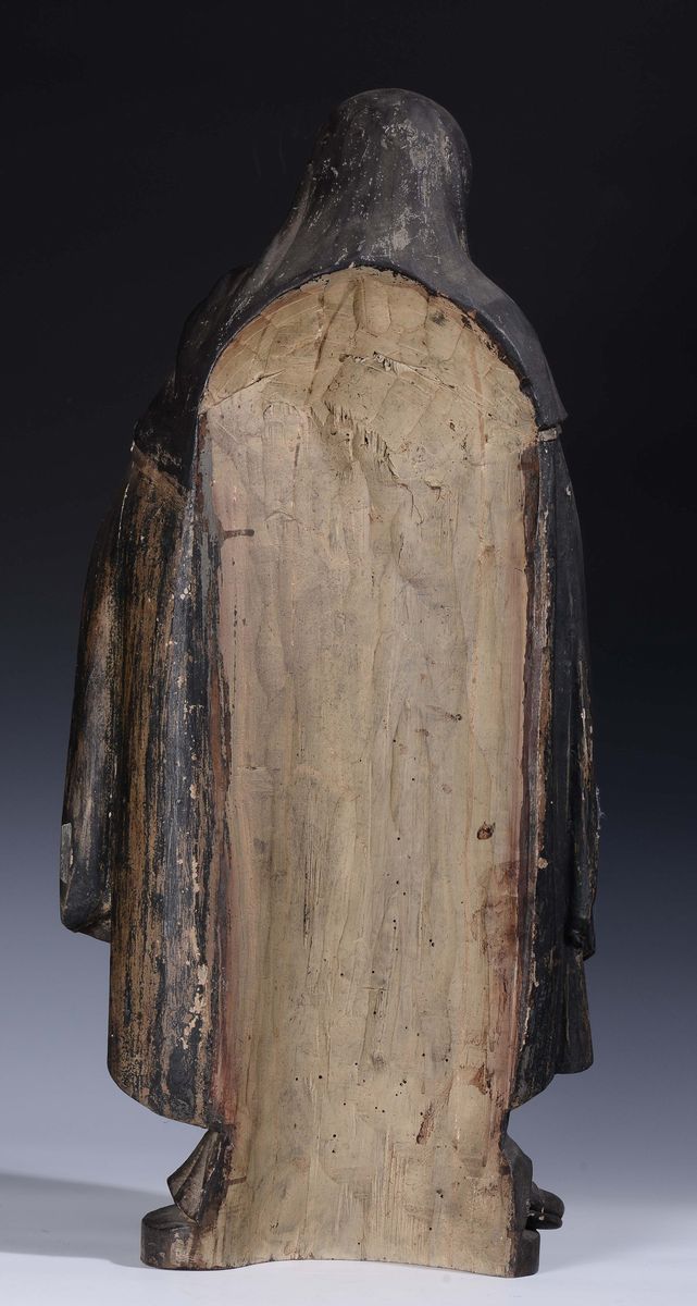Scultura in Legno Policromo Raffigurante Santa, XIX-XX Secolo