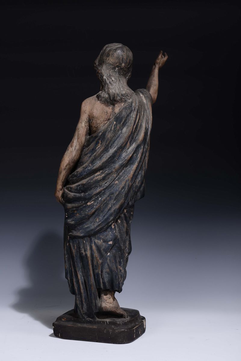 Scultura in Legno Policromo Raffigurante Cristo con Veste Blu, XVIII Secolo