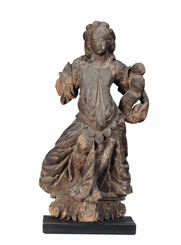 Scultura in legno raffigurante angelo