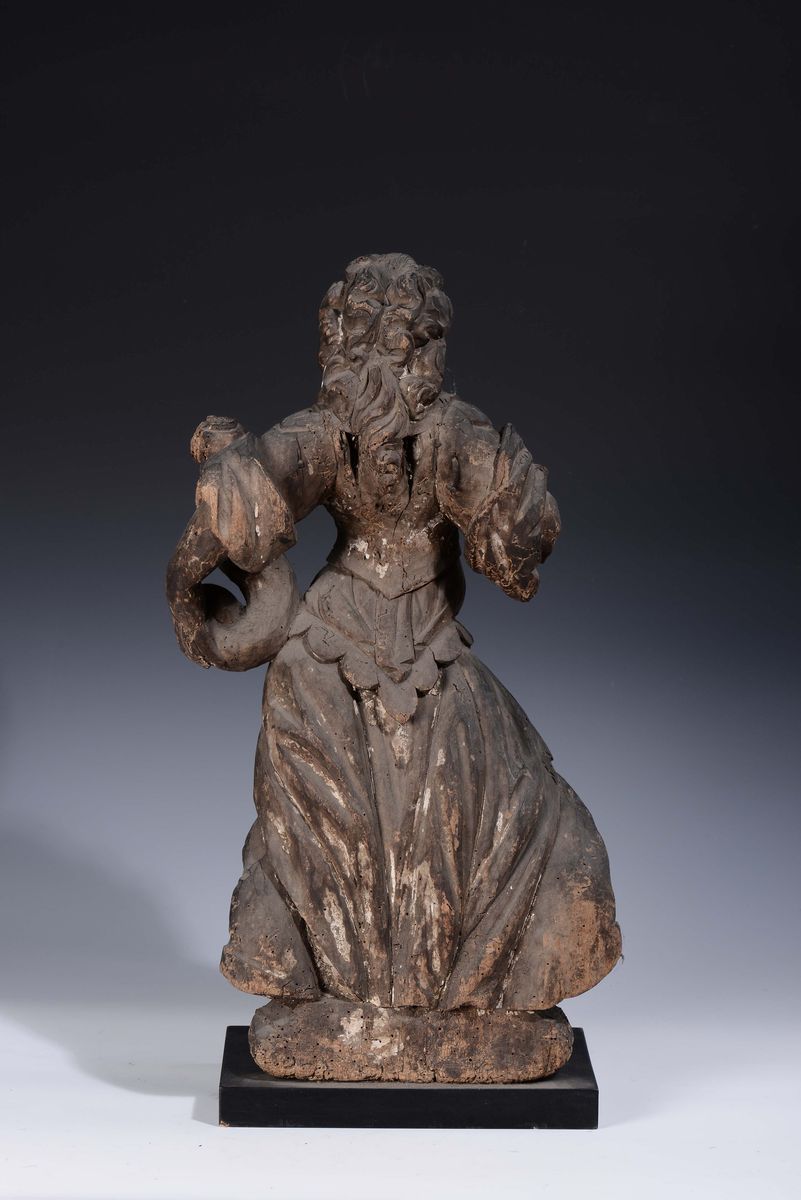 Scultura in Legno Raffigurante Angelo