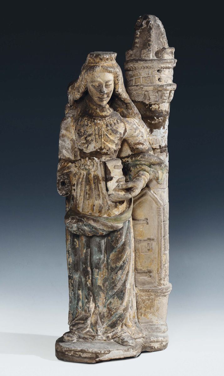 Transalpine sculptor of the 15th /16th century Santa Barbara  - Auction Sculpture and works of art - Cambi Casa d'Aste