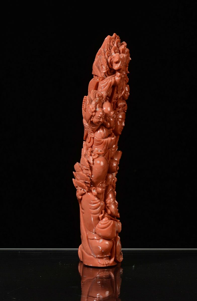 Gruppo in Corallo con Figure, Cina, Inizio XX Secolo