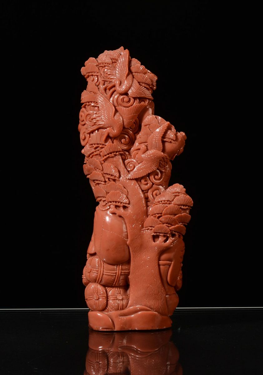 Gruppo in Corallo con Figure, Cina, Inizio XX Secolo