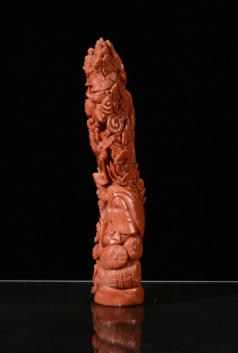 Gruppo in Corallo con Figure, Cina, Inizio XX Secolo