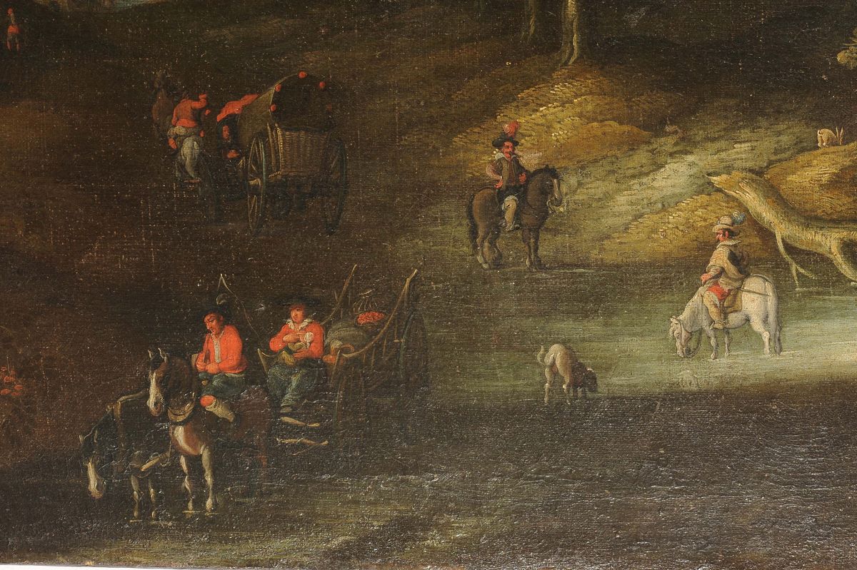 Jan Breughel il Vecchio, (1568-1625), Cerchia Dipaesaggio Boschivo con Personaggi