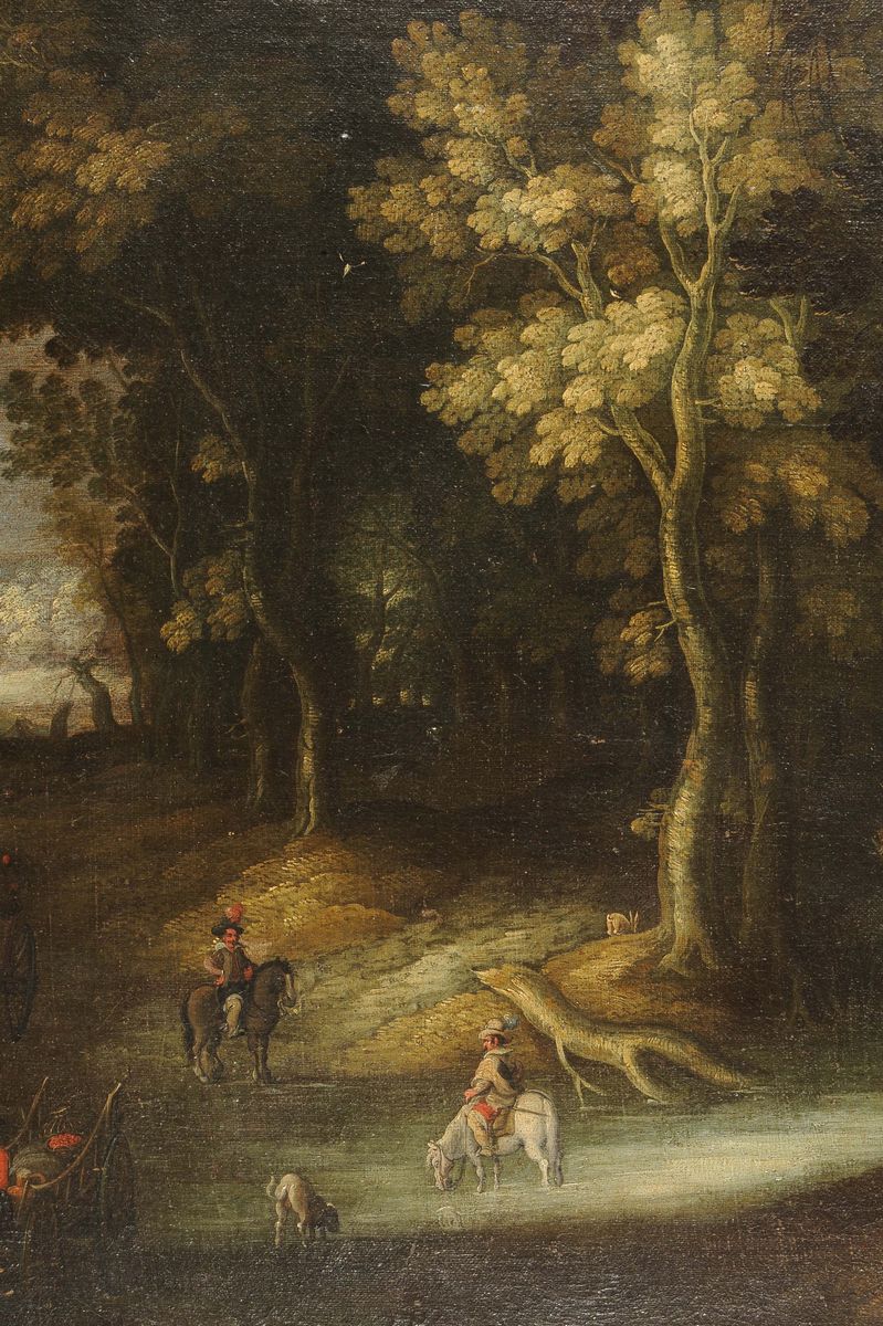 Jan Breughel il Vecchio, (1568-1625), Cerchia Dipaesaggio Boschivo con Personaggi