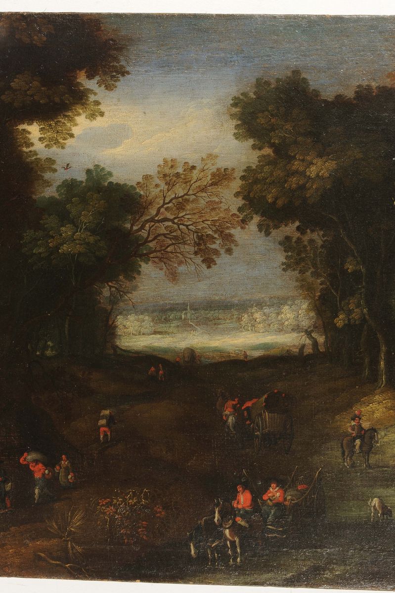 Jan Breughel il Vecchio, (1568-1625), Cerchia Dipaesaggio Boschivo con Personaggi