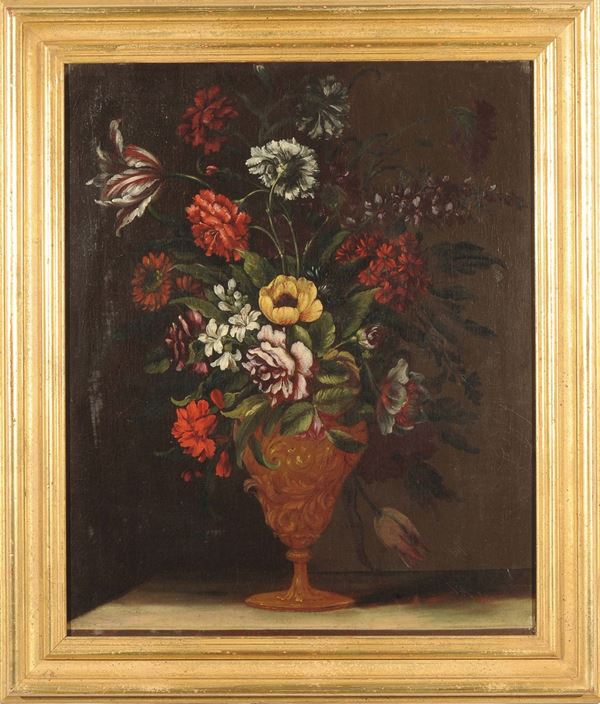 Andrea Belvedere (Napoli 1652-1732), attribuito a Natura morta con vaso di fiori