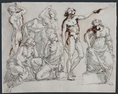 Giacomo Rossi (bologna 1748 - 1817)insieme di Tre Studi per Figure