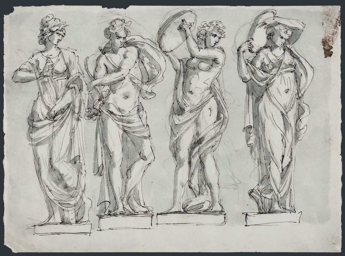 Giacomo Rossi (bologna 1748 - 1817)insieme di Tre Studi per Figure