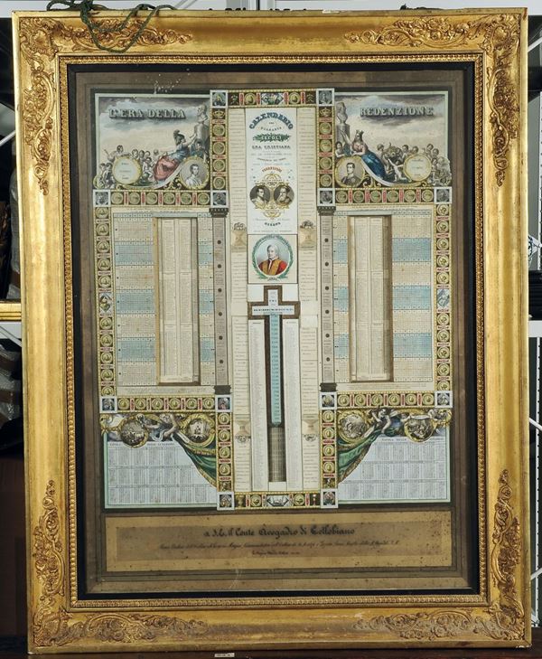 Calendario religioso in cornice, XX secolo