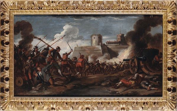 Scuola Italiana del XVII secolo Battaglia con cavalieri