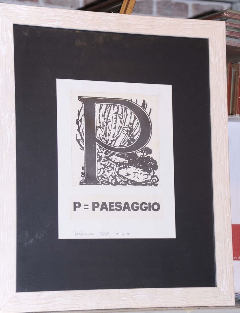 Isaia Mabellini Sarenco (1945) P-Paesaggio 1968  - Asta Asta a Tempo 10-2013 - Cambi Casa d'Aste