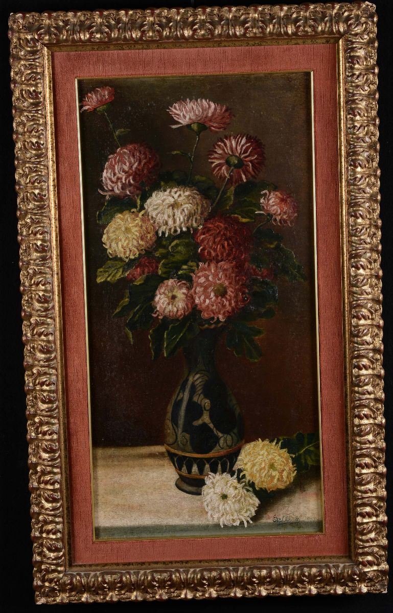 Anonimo del XX secolo Crisantemi  - Auction Paintings online auction - Cambi Casa d'Aste