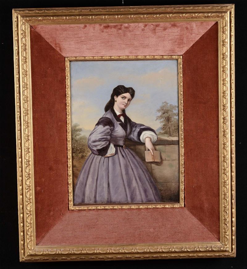Giulio Gorra (1832 - 1884), attribuito a Giovinetta appoggiata al muro  - Auction Paintings online auction - Cambi Casa d'Aste