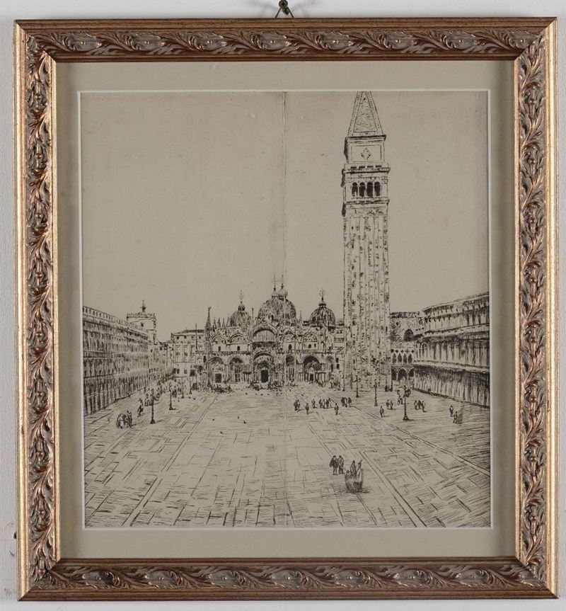 Francesco Moja, attribuito (Milano 1802 - Dolo 1885) Piazza San Marco Venezia  - Auction Asta a Tempo Antiquariato - Cambi Casa d'Aste