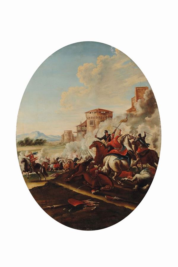 Scuola Italiana del XVIII secolo Paesaggi con soldati