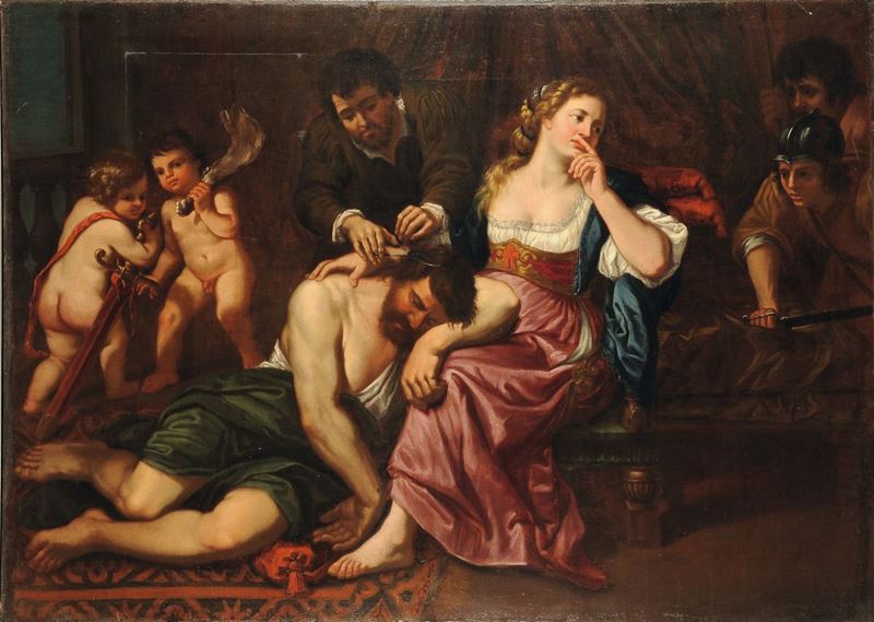 Scuola Genovese del XVII secolo Sansone e Dalila  - Asta Dipinti Antichi - II - Cambi Casa d'Aste