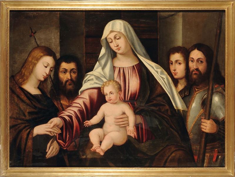 Scuola Veneta del XVI secolo Madonna con Bambino e Santi  - Auction Old Masters Paintings - II - Cambi Casa d'Aste