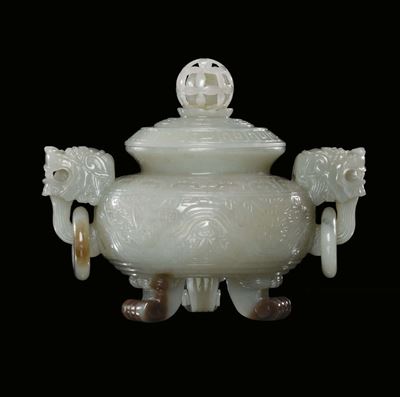 Incensiere in Giada Celadon, Cina, Dinastia Qing, XIX Secolo