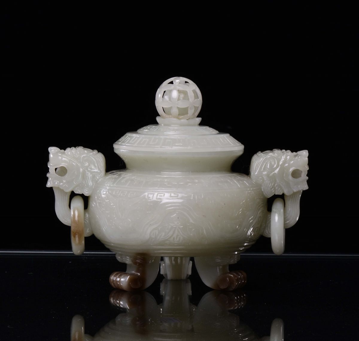 Incensiere in Giada Celadon, Cina, Dinastia Qing, XIX Secolo