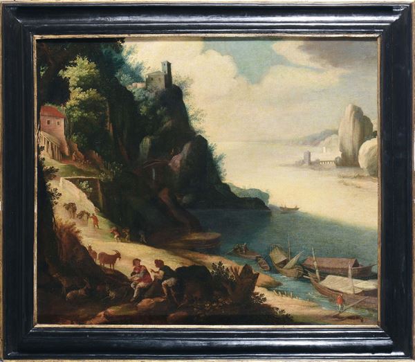 Paul Brill (Anversa 1554 - Roma 1626), cerchia di Paesaggio marino