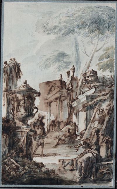 Pietro Fancelli (bologna 1764 - Pesaro 1850)rovine Classiche con Figure