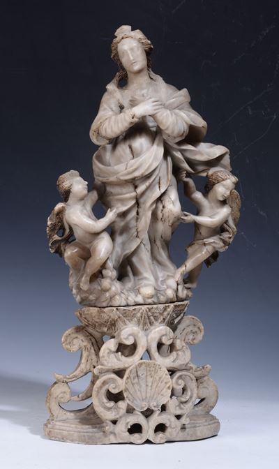 Scultore Siciliano del XVII-XVIII Secolomadonna Assunta con Angeli
