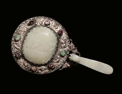 Specchio con Placca in Giada, Cina, Dinastia Qing, XIX Secolo