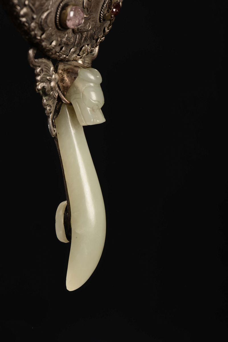 Specchio con Placca in Giada, Cina, Dinastia Qing, XIX Secolo