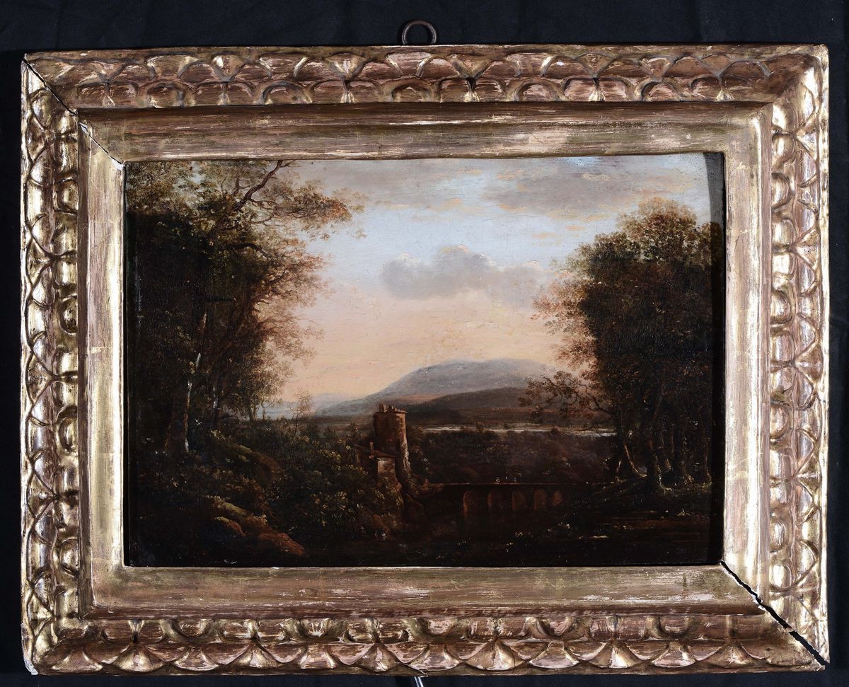 Jan Both (1610-1652)paesaggio con Edificio Turrito e Ponte