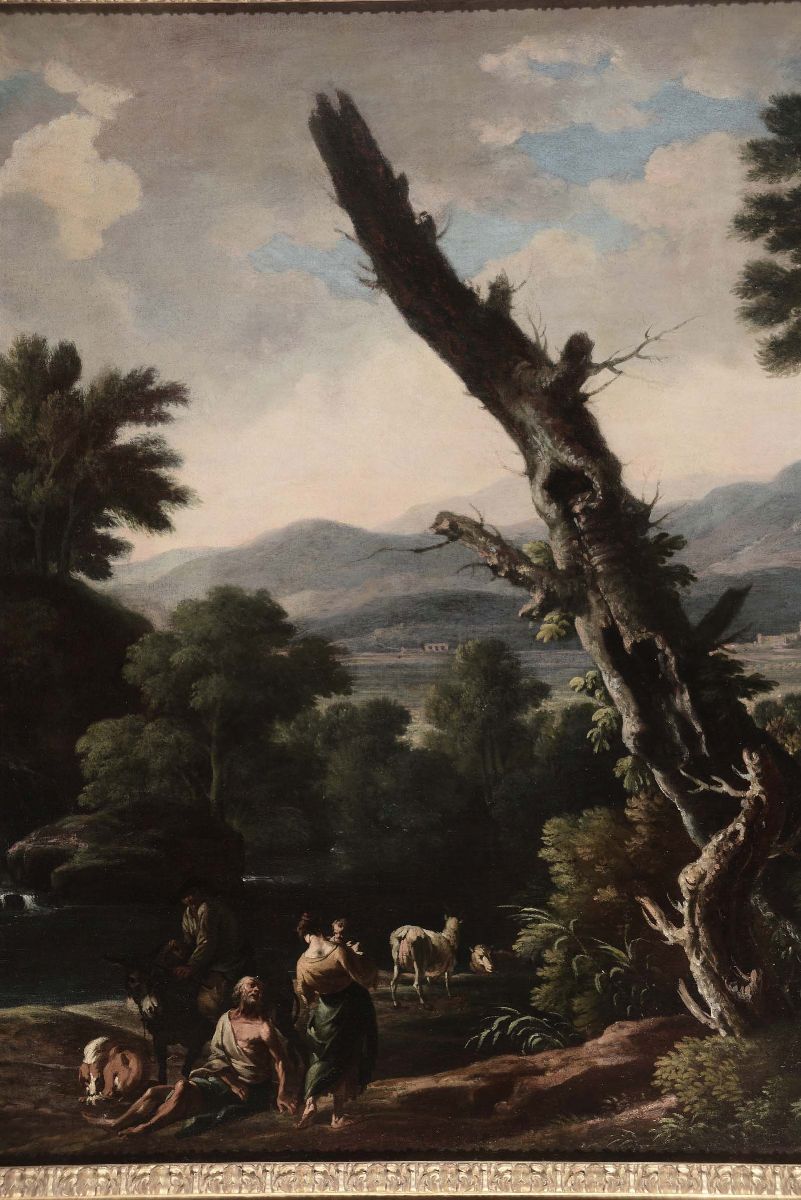 Jacob De Heusch (utrecht 1656- Amsterdam 1701)paesaggio con Figure