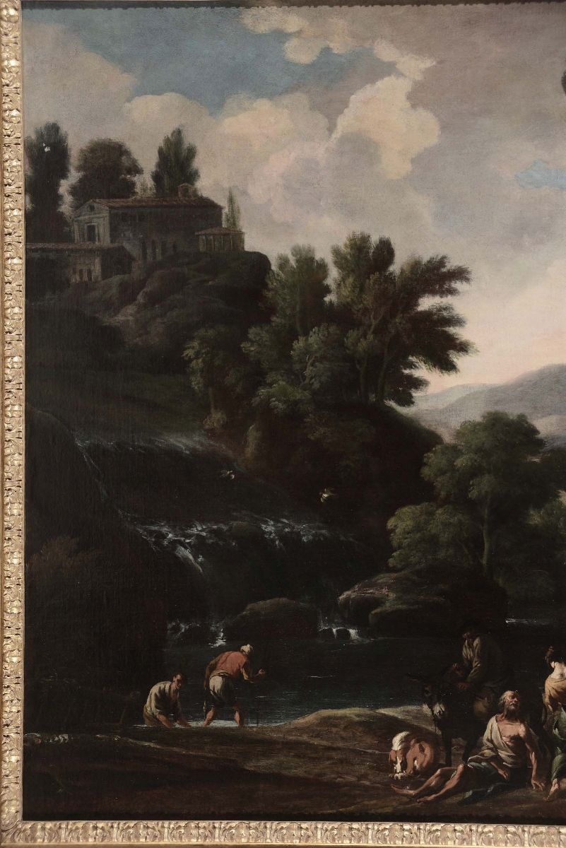 Jacob De Heusch (utrecht 1656- Amsterdam 1701)paesaggio con Figure