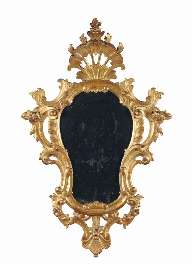 Coppia di specchiere Luigi XV in legno intagliato e dorato, Veneto XVIII secolo  - Asta Antiquariato e Dipinti Antichi - Cambi Casa d'Aste