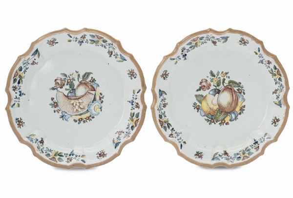 Coppia di piatti in maiolica, Bassano, XVIII secolo