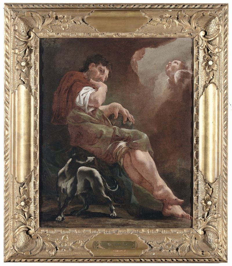 Giulia Lama (Venezia 1681 - 1747) Figura maschile con cane  - Asta Fine Selection - II - III - Cambi Casa d'Aste