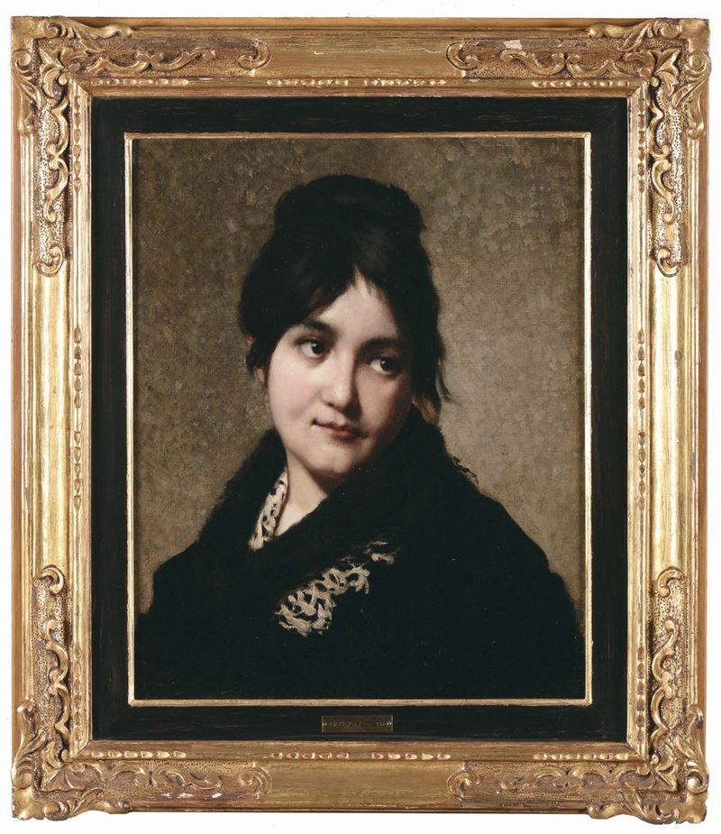 Egisto Lancerotto (Noale 1847- Venezia 1916) Ritratto femminile  - Auction Fine Selection - II - III - Cambi Casa d'Aste