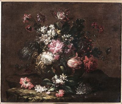 Antonio Mezzadri (attivo dal 1688 Circa)coppia di Nature Morte con Fiori