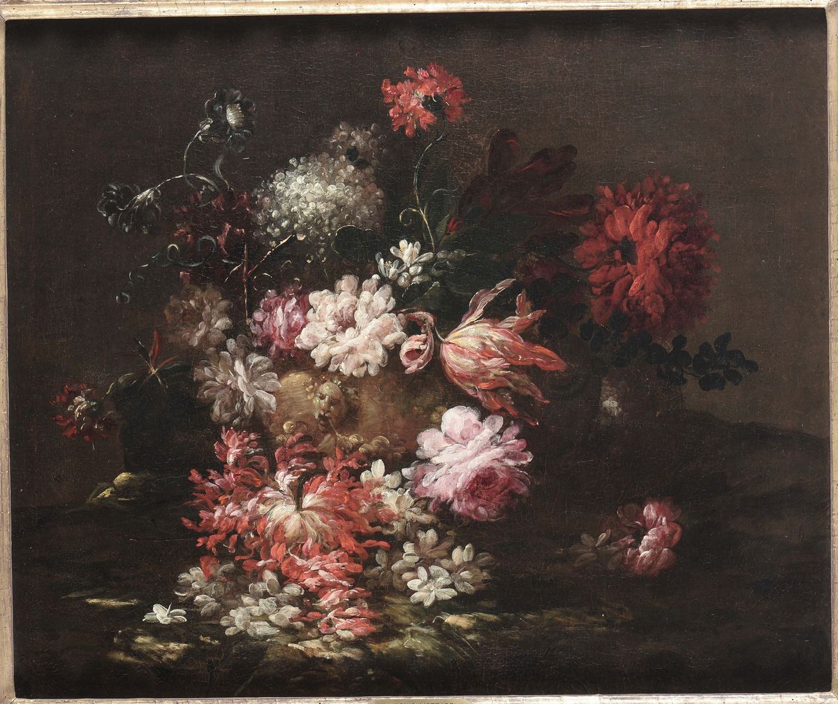 Antonio Mezzadri (attivo dal 1688 Circa)coppia di Nature Morte con Fiori