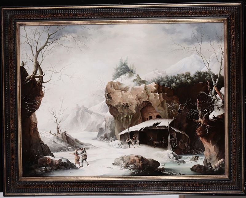 Anonimo del XX secolo Paesaggio invernale  - Auction Antique and Old Masters - Cambi Casa d'Aste