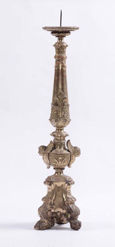 Portacero in Legno Intagliato e Dorato, Venezia XVIII Secolo